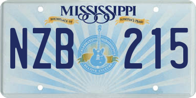 MS license plate NZB215