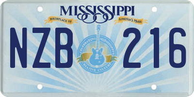 MS license plate NZB216