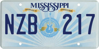 MS license plate NZB217