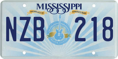 MS license plate NZB218