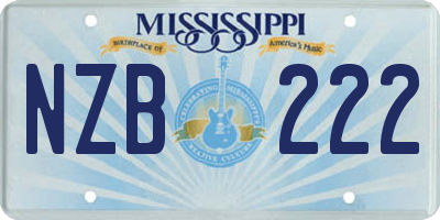 MS license plate NZB222