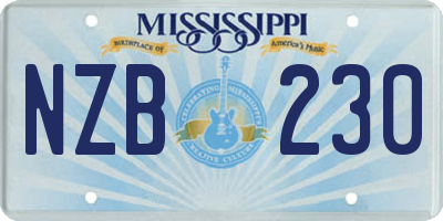 MS license plate NZB230