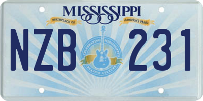 MS license plate NZB231
