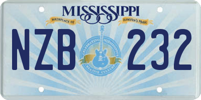 MS license plate NZB232