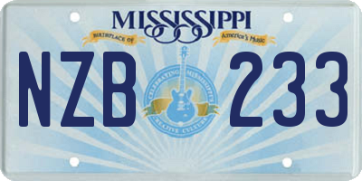 MS license plate NZB233