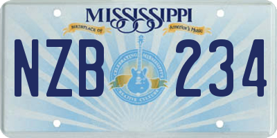 MS license plate NZB234