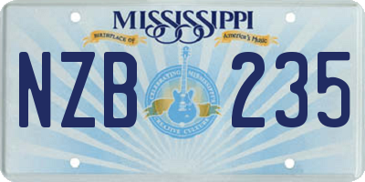 MS license plate NZB235