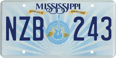 MS license plate NZB243