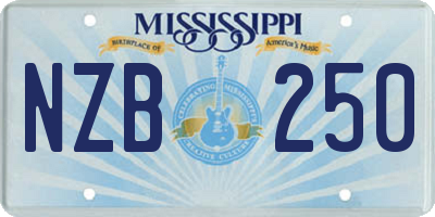 MS license plate NZB250