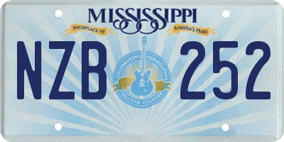 MS license plate NZB252