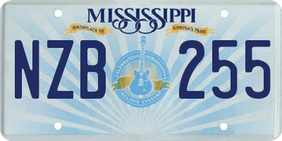 MS license plate NZB255