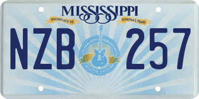 MS license plate NZB257