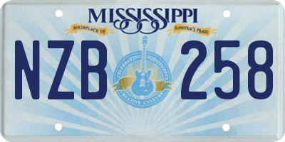 MS license plate NZB258