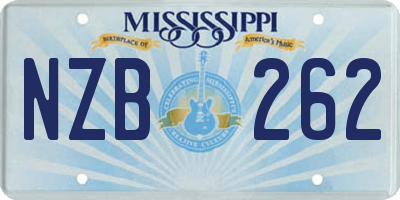 MS license plate NZB262