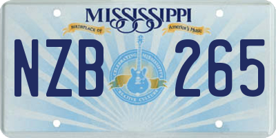 MS license plate NZB265