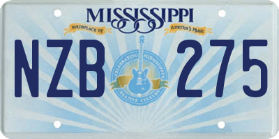 MS license plate NZB275
