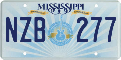 MS license plate NZB277