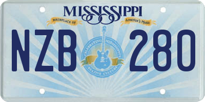MS license plate NZB280