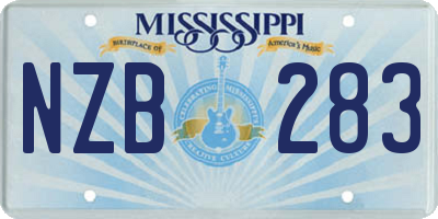 MS license plate NZB283