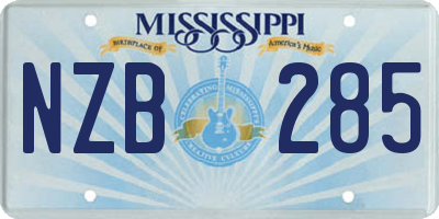 MS license plate NZB285