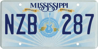 MS license plate NZB287