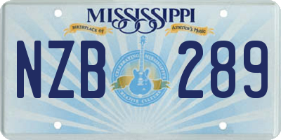 MS license plate NZB289
