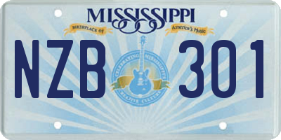 MS license plate NZB301