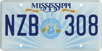 MS license plate NZB308