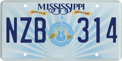 MS license plate NZB314