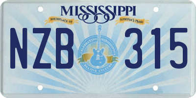 MS license plate NZB315