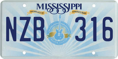 MS license plate NZB316