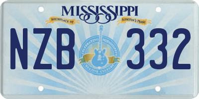 MS license plate NZB332