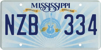 MS license plate NZB334
