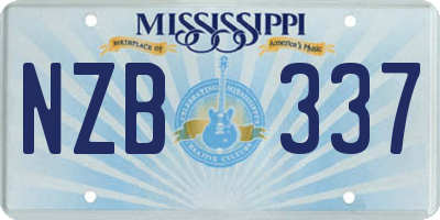MS license plate NZB337