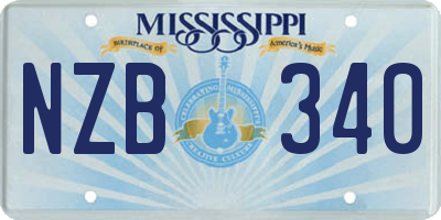 MS license plate NZB340