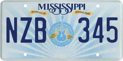 MS license plate NZB345