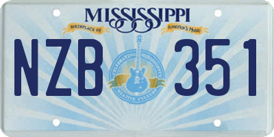 MS license plate NZB351