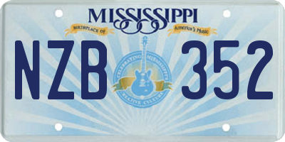 MS license plate NZB352