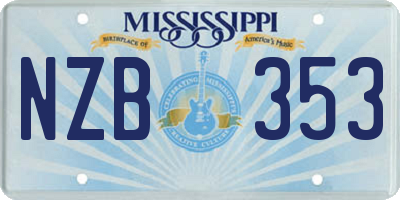 MS license plate NZB353