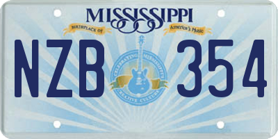 MS license plate NZB354