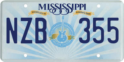 MS license plate NZB355