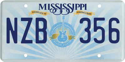 MS license plate NZB356