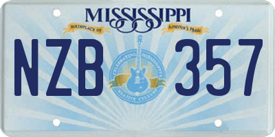 MS license plate NZB357