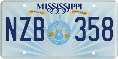 MS license plate NZB358
