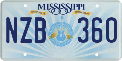 MS license plate NZB360