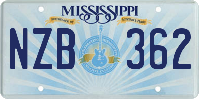 MS license plate NZB362