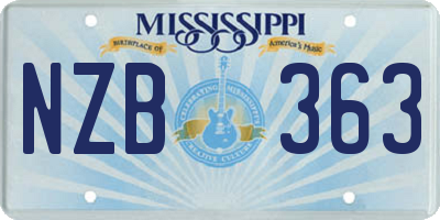 MS license plate NZB363