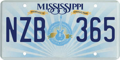 MS license plate NZB365