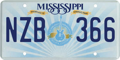 MS license plate NZB366