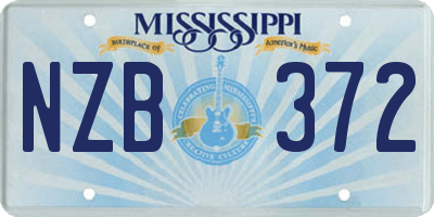 MS license plate NZB372